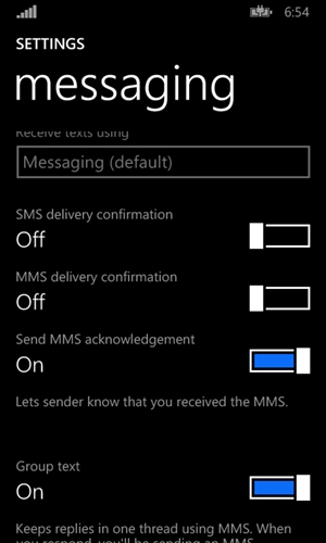 Message configuration